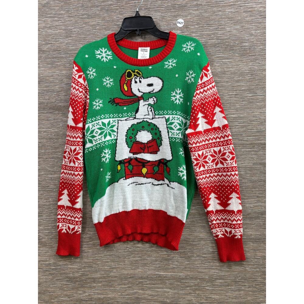 Peanuts Snoopy Red Baron Ugly Christmas Sweater Women's Size L